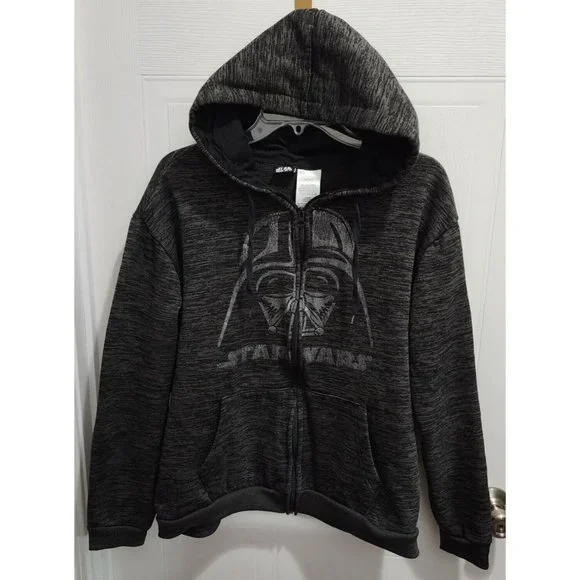 Star Wars Darth Vader Heather Gray Full Zip Hoodie Adult Size Large Lucasfilm - Picture 1 of 8